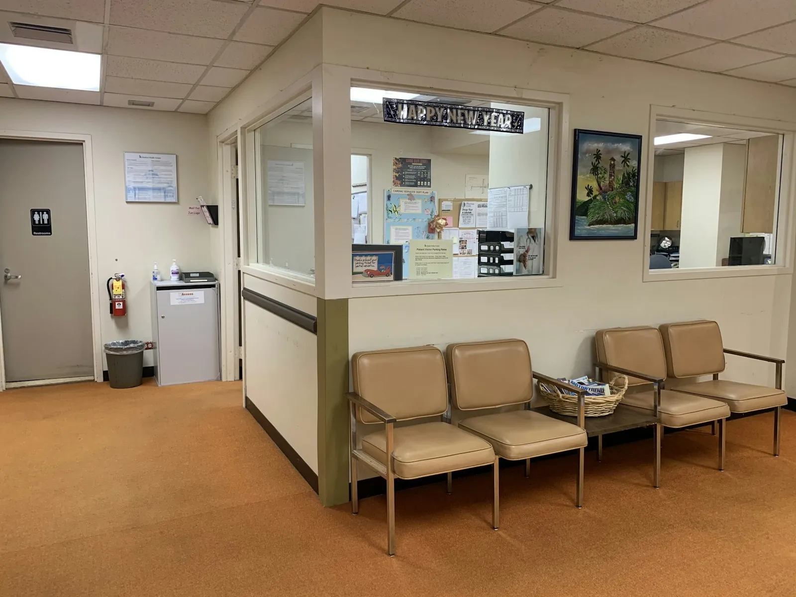 A local doctor's waiting room, illustrating arranging who will see you at home.