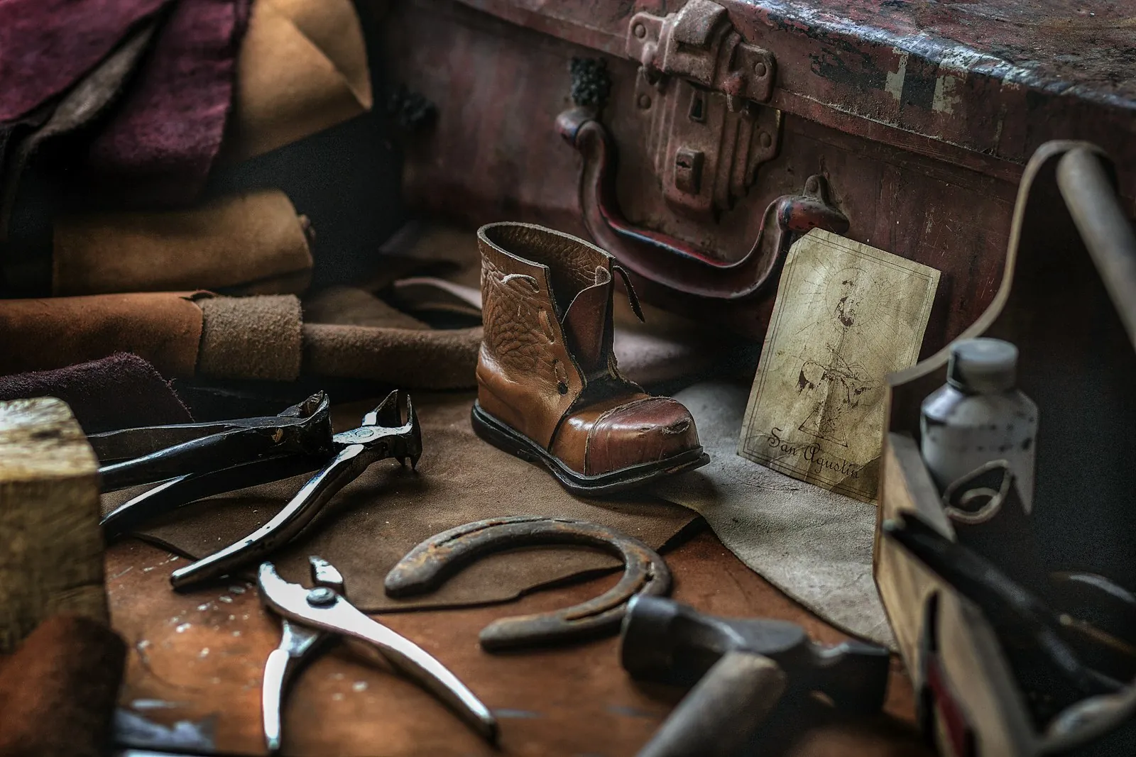 A workshop bench, illustrating that a manufactured object may need attention over time.