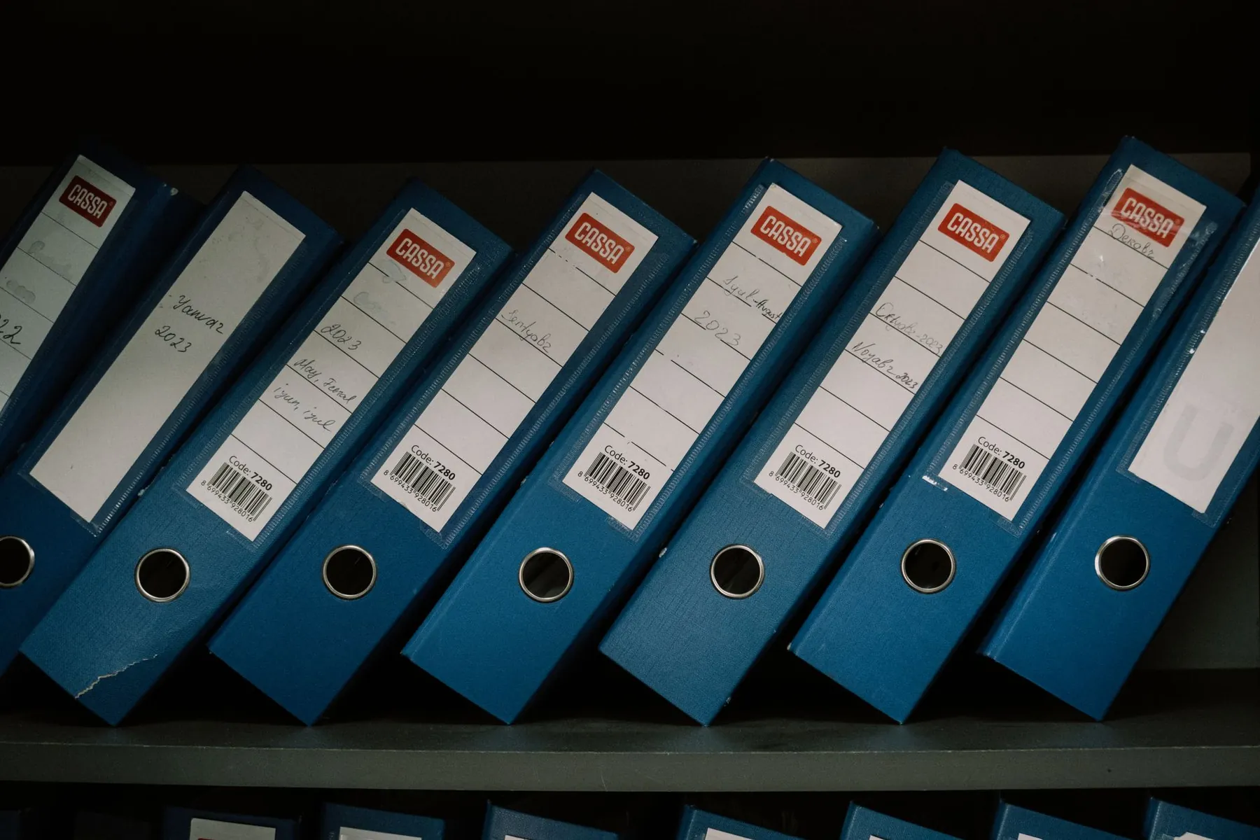 Files in storage, illustrating keeping surgical records for years afterwards.