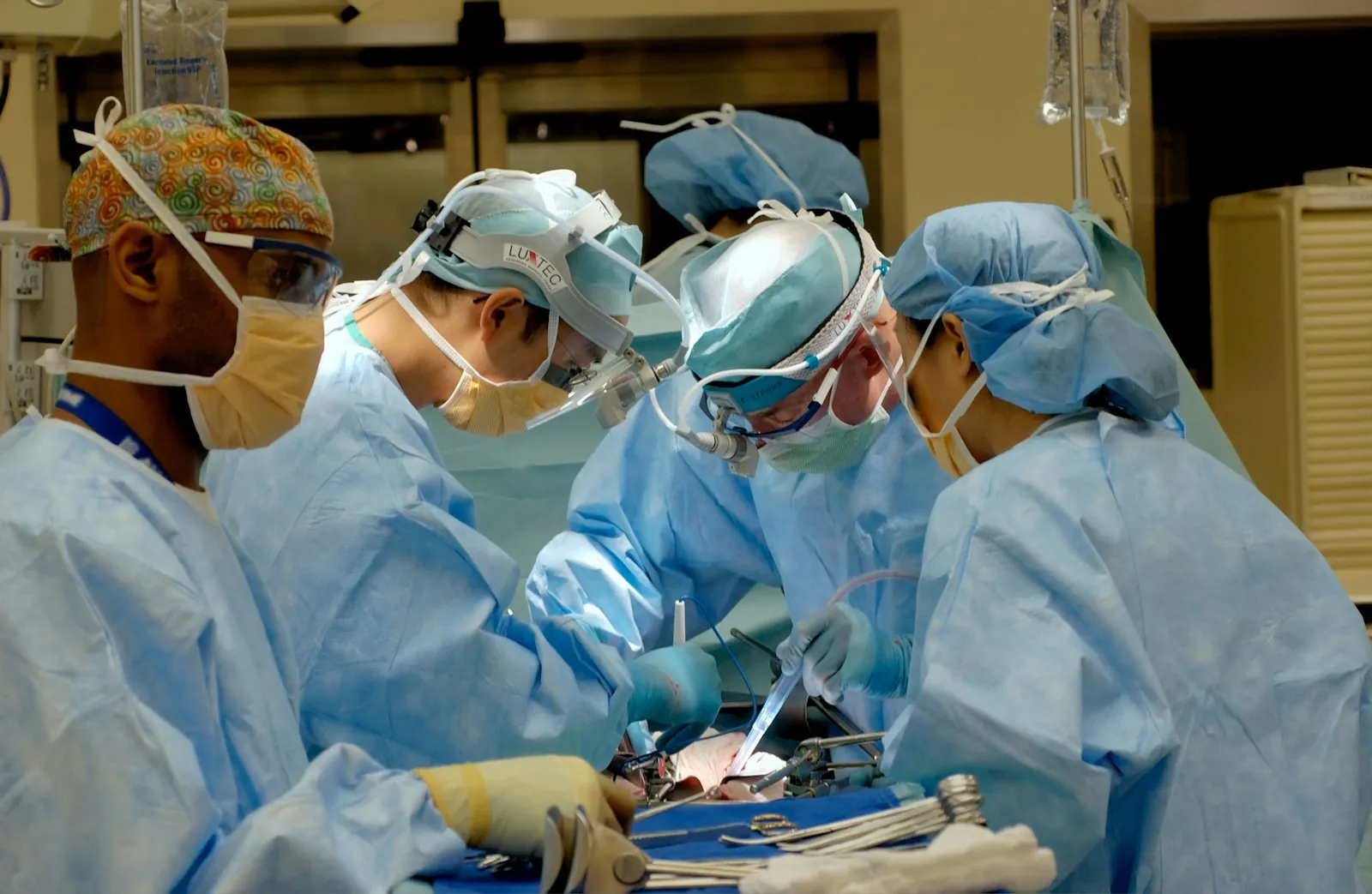 A prepared sterile field in an operating room, illustrating the conditions implant surgery requires.
