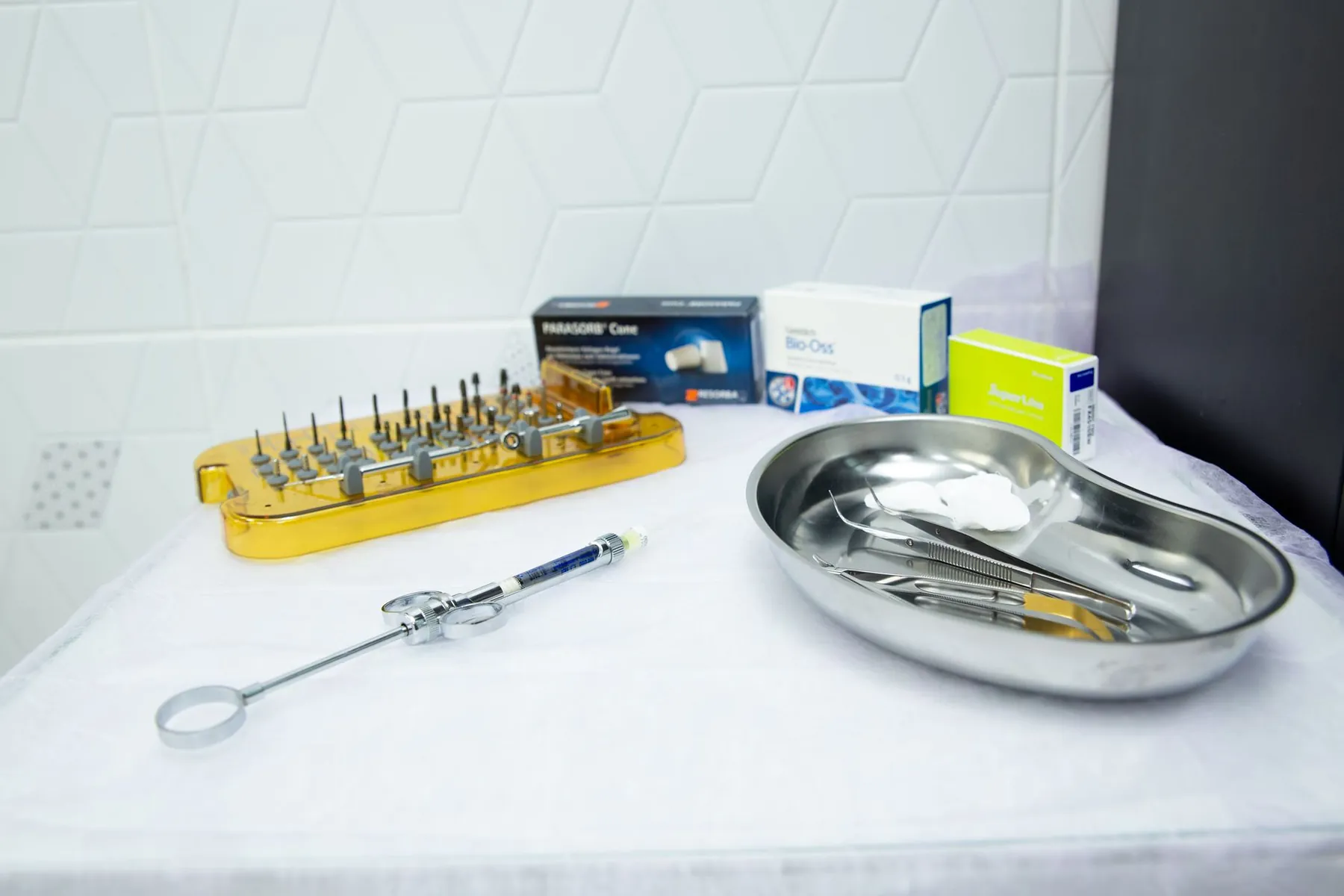 A surgical marker on a tray, illustrating planning marked before an operation.