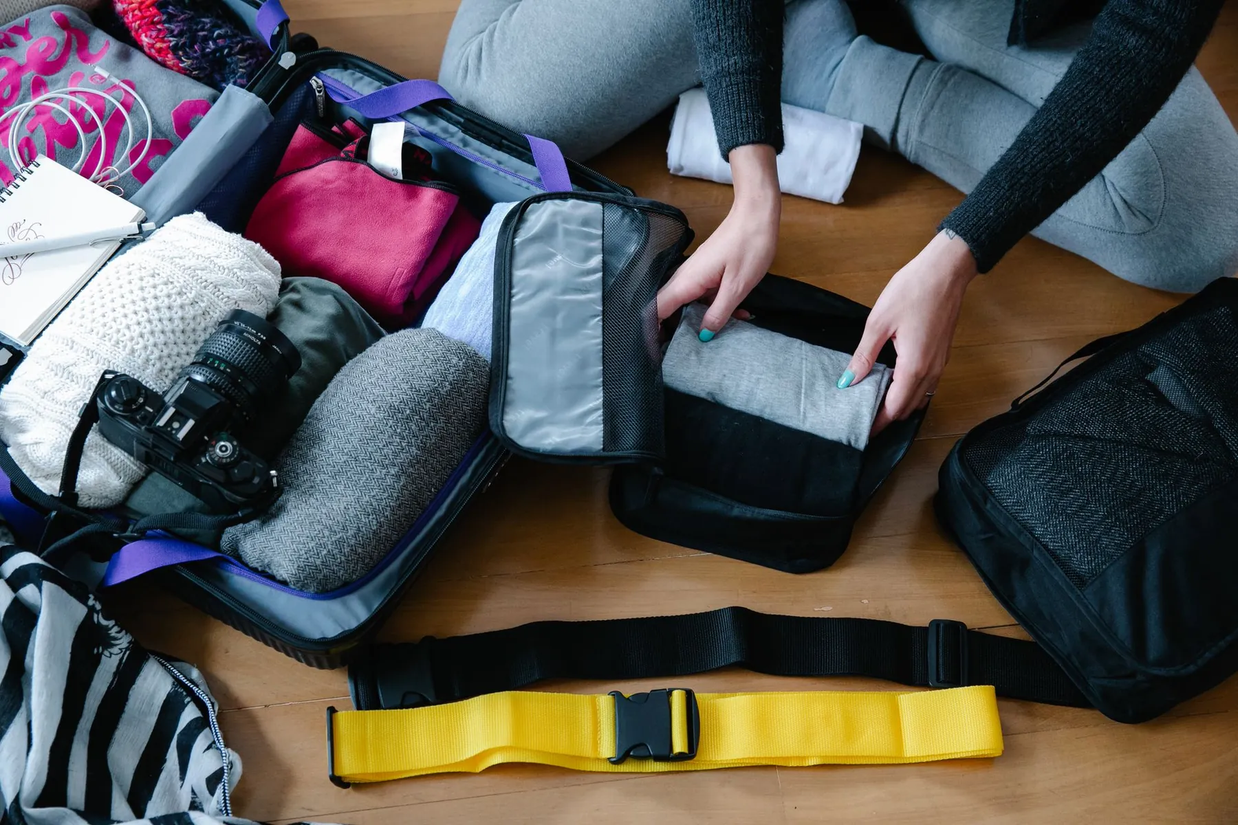 Cabin bag essentials laid out, illustrating what to keep within reach.