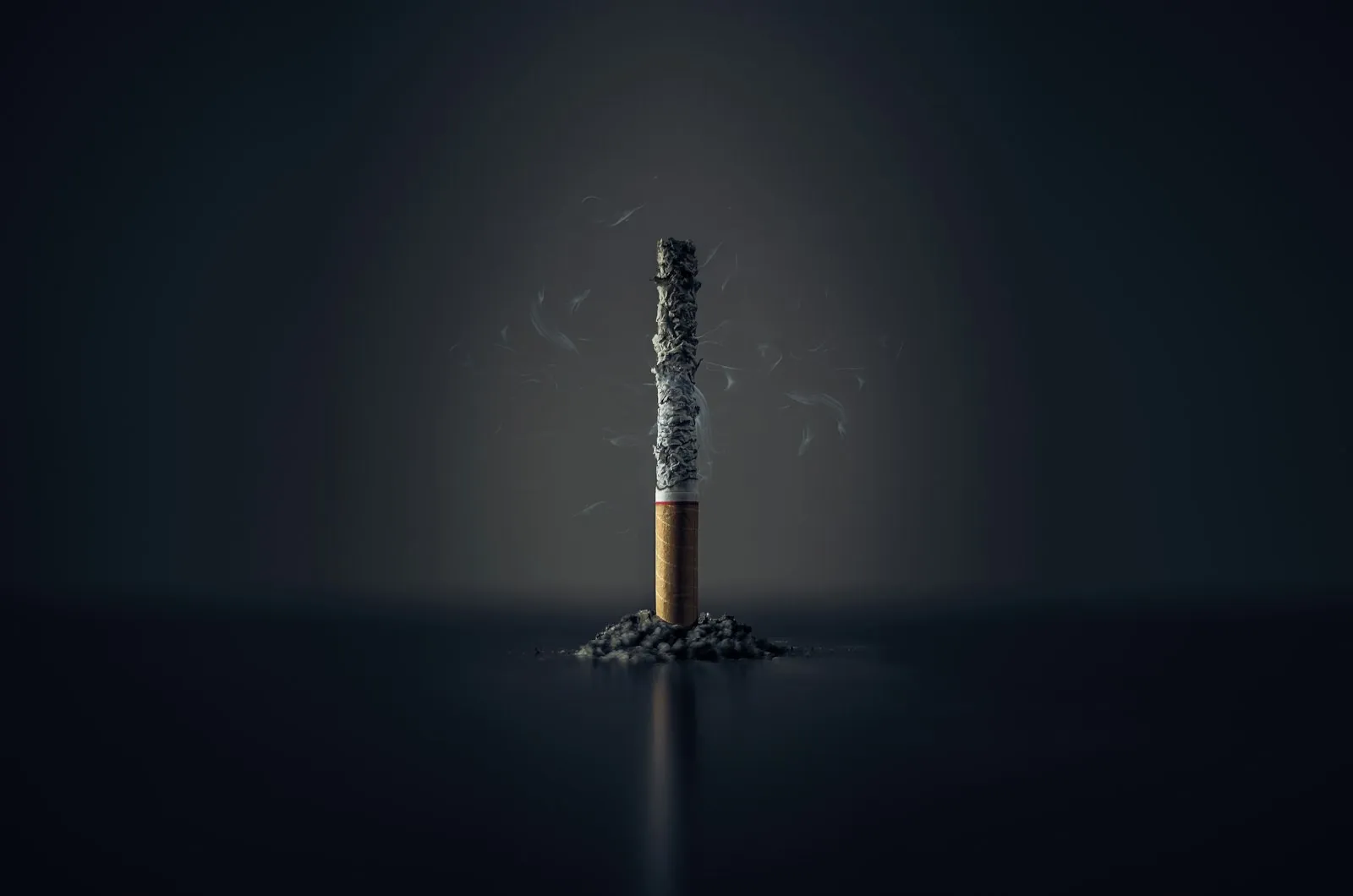A broken cigarette on a plain background, illustrating stopping smoking before surgery.