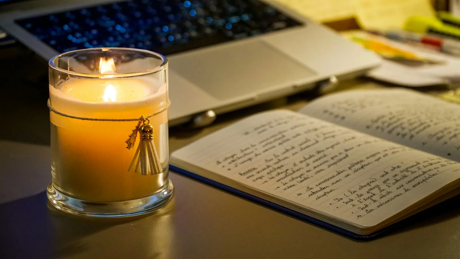 Notes kept at a desk at home, illustrating aftercare once you have travelled back.