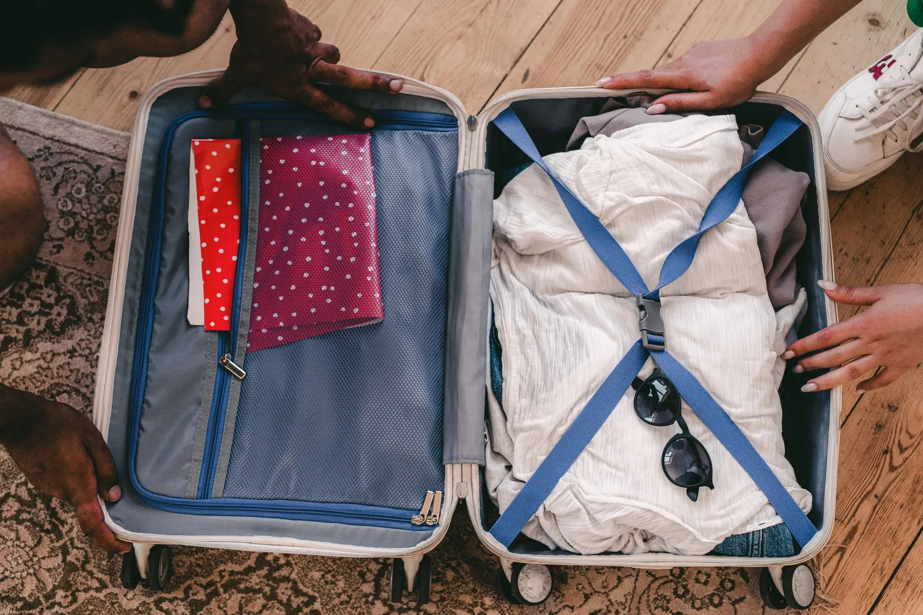 A packed suitcase, illustrating what to bring for a surgical trip.