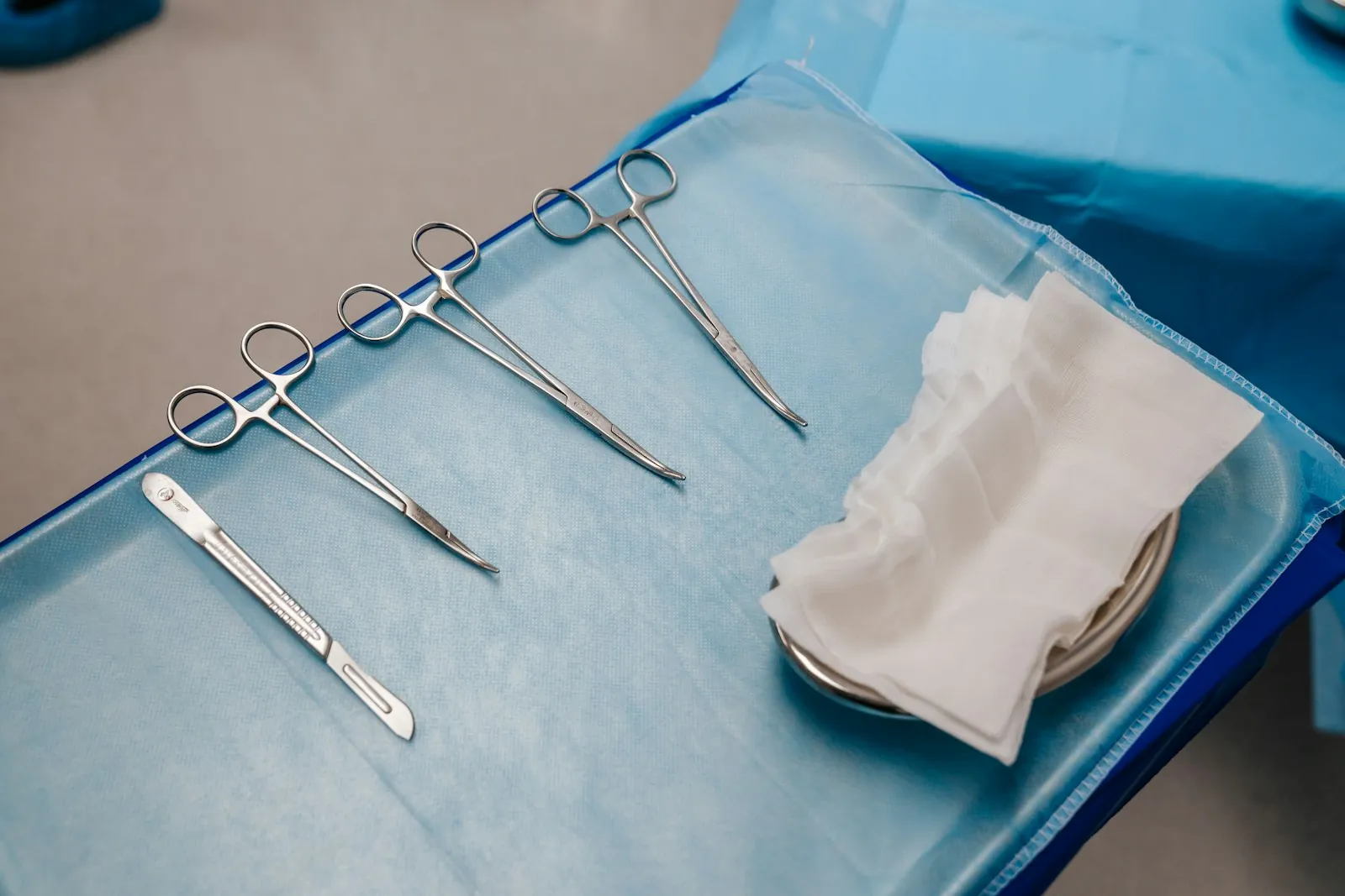 Instruments arranged before an operation, illustrating a planned sequence.