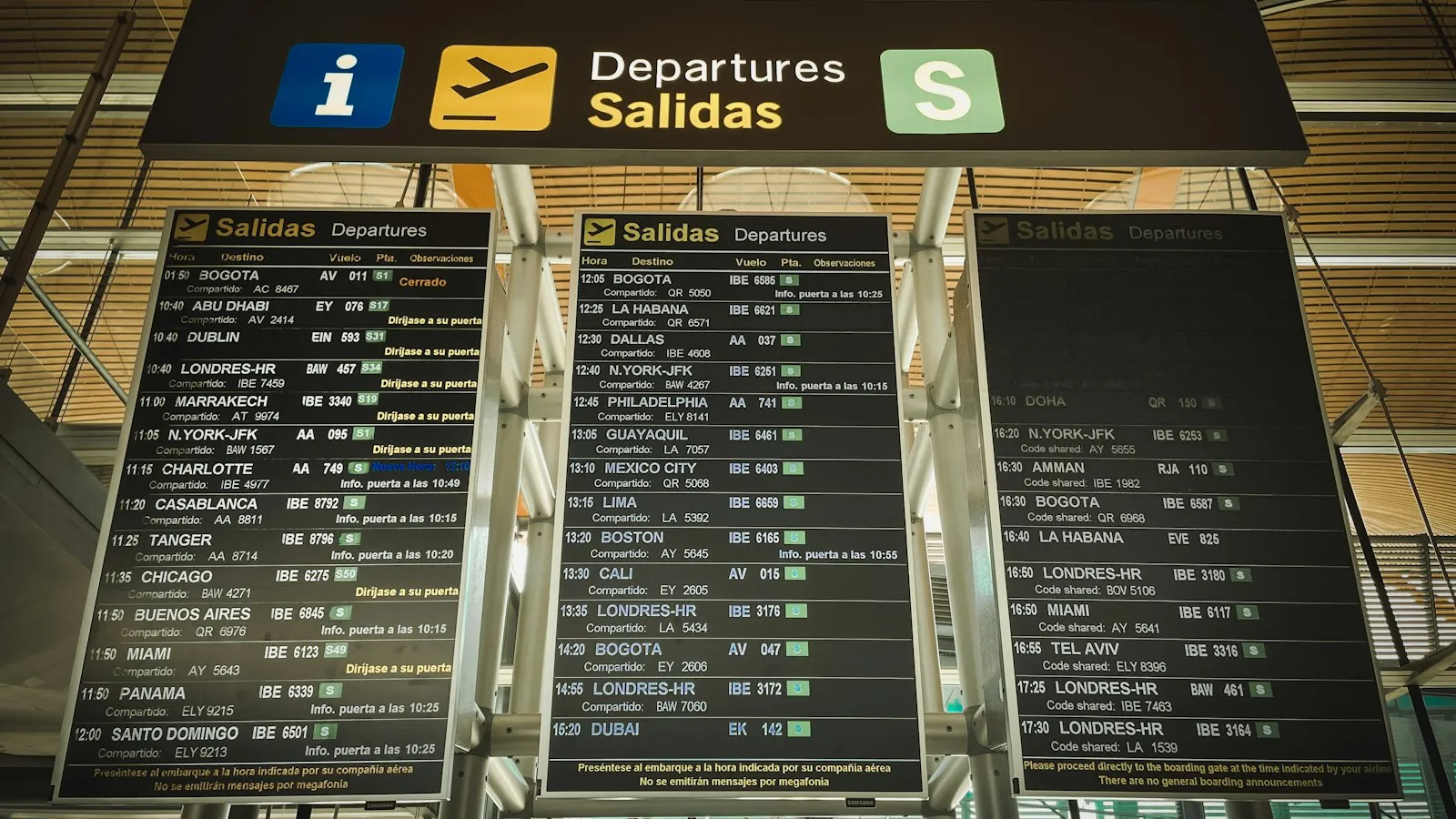 An international departures board, illustrating planning surgery from another country.