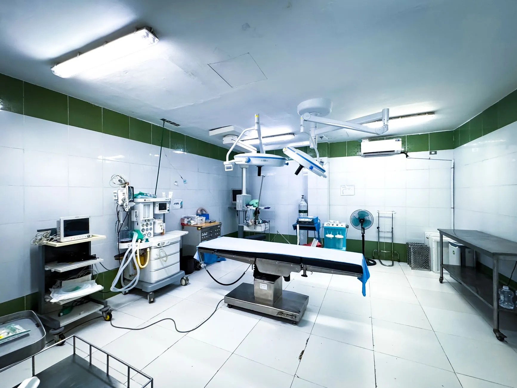 An operating theatre prepared for surgery, illustrating where the procedure takes place.